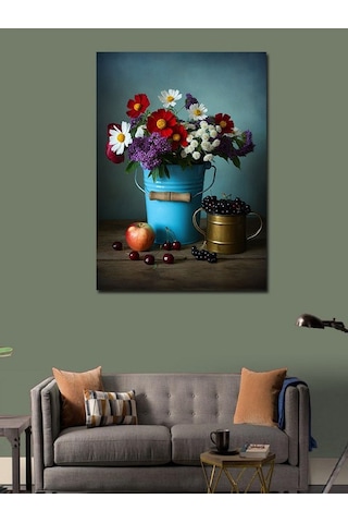 Kanvas Tablo Kır Çiçeği Vazosu 50cmx70cm