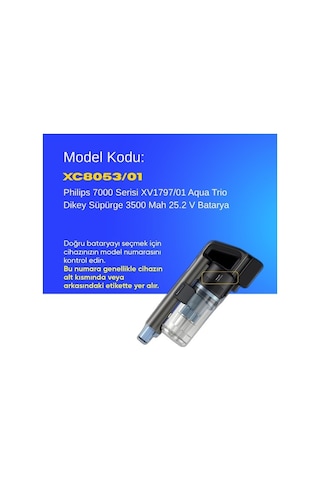 Philips 7000 Serisi Xv1797/01 Aqua Trio Dikey Süpürge 3500 Mah 25.2 V Batarya Uyumlu Uzun Ömürlü, Maksimum Performans Pil