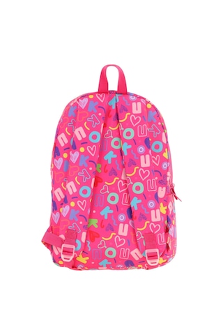 Kaukko Kız Çocuk Kalp Ve Kaukko Baskılı Pembe Okul Çantası - Üç Bölmeli - K1783 Pembe