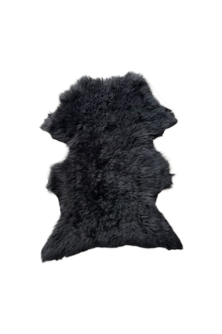 Gerçek Uzun Kıvırcık Tüylü Koyun Postu Siyah