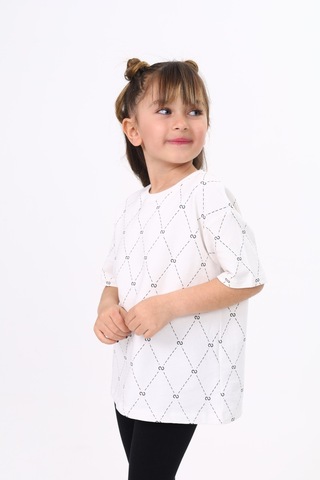 Toontoy Unisex Çocuk Baskılı Tişört Ekru