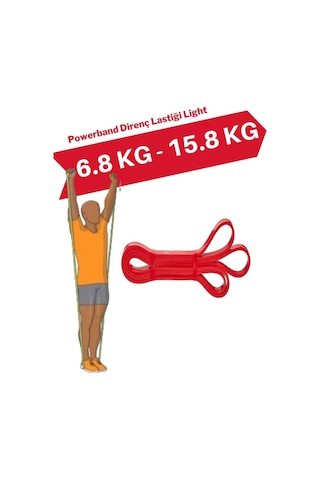 Powerband Direnç Lastiği ve Egzersiz Bandı Kırmızı Light Kırmızı