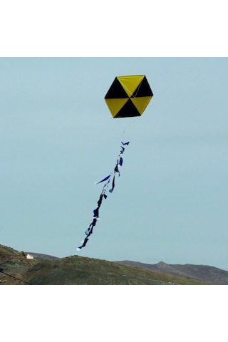Taraftar Siyah Beyaz Altıgen Uçurtma 70 M İp Dahil