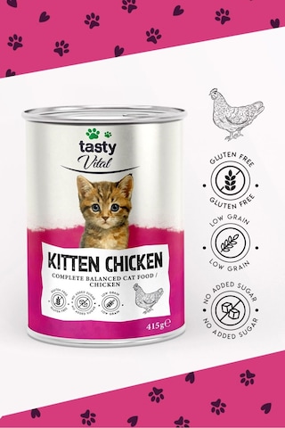Tavuklu Yavru Kedi Konservesi Pate Ve Yumuşak Formda 415 Gr