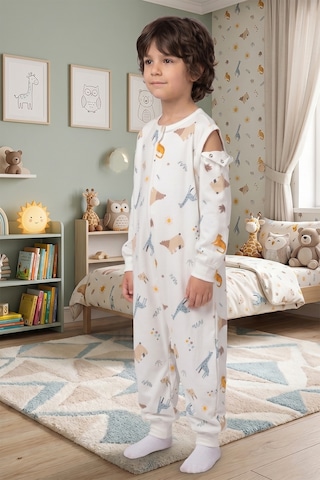 Baby Mod Bebek Çocuk Uyku Tulumu %100 Doğal Pamuk Özel Kumaş 1.0 Tog Unisex Beyaz