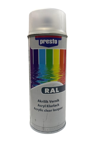 Presto Sprey Boya Ve Vernik 400 Ml Oto, Metal, Ahşap Ve Plastik Yüzeyler İçin Mat Vernik