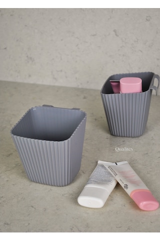 1 Adet Asılabilir Çok Amaçlı Mini Organizer Kutu & Makyaj Banyo Gri - Beyaz