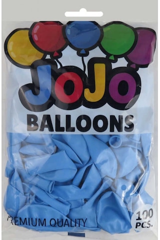 Balon Düz 12 İnc Jojo Balloons Açık Mavi Pk:100 Çok Renkli