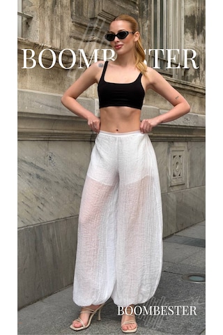 Boombester Kadın Transparan İçi Şortlu Bloomer Pantolon Salaş Rahat Kalıp Yazlık Bohem Balon Pantolon Beyaz Boombester Kadın Transparan İçi Şortlu Bloomer Pantolon Salaş Rahat Kalıp Yazlık Bohem Balon Pantolon Beyaz