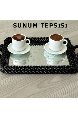 Sert Plastik Dikdörtgen Sunum Tepsisi, Dayanıklı Ve Şık Servis Çözümü Siyah