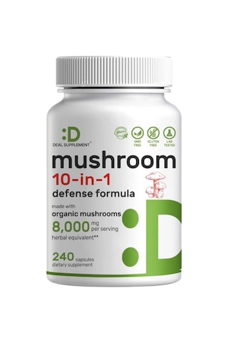 Deal Supplement Organic Mushroom 10 İn 1 Defense Formula 8.000 Mg - 240 Capsules