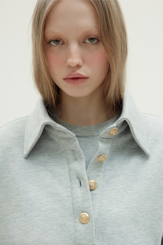 Suud Collection Gri Mimi Gold Düğmeli Sweatshirt