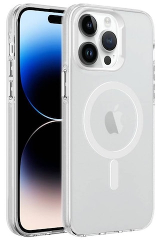 Apple Uyumlu iPhone 14 Pro Max Kılıf Şeffaf Magsafeli Ve Mat Buz Tasarımlı İce Armor Sert Silikon Kapak Şeffaf