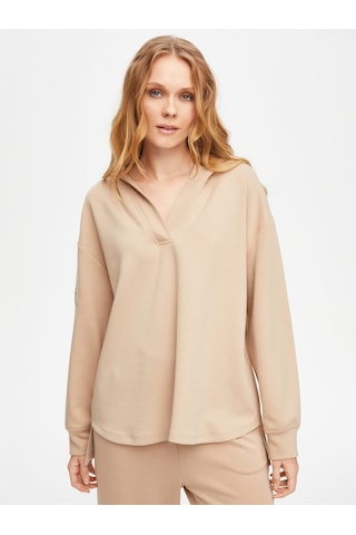 Kapüşonlu Modallı Sweatshirt 69508 U6950872 Taş