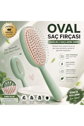 Oval Saç Fırçası Esnek Uçlu, Hava Kanallı Ve Ergonomik Tasarım, Saç Açıcı Tarama Fırçası, Islak & Kuru Saçlar İçin Gün