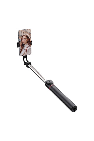 Wiwu Wi-se015 Canlı Yayın Dolgu Işıklı Teleskopik Tripod Ve Selfie Çubuğu Siyah