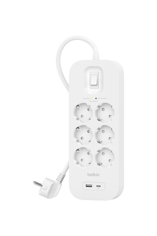 Belkin 6'lı Çoklu Priz, Yüksek Gerilim Korumalı, Duvara Montaj, 6