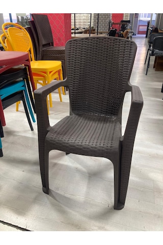Rattan Dokulu Kullanışlı 4 Adet Dış Mekan Sandalye Acı Kahverengi