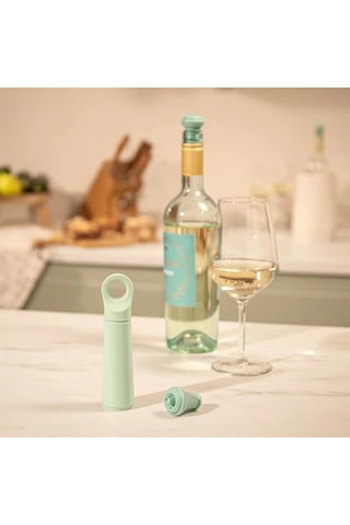 Vacu Vin 7816606 Şarap Vakum Seti 1 Pompa 1 Şarap Tıpası Yeşil