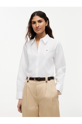 Tommy Hilfiger Ess Poplın Regular Shırt Kadın Beyaz Gömlek - Ww0ww47169