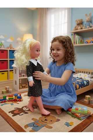 Laura Bebek 40cm Sesli İnteraktif Türkçe Konuşan Eklemleri Hareket Eden Şık Elbiseli Oyuncak Bebek 1