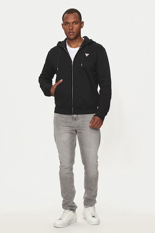 Guess Erkek Gj İnce Fermuar Kapüşonlu Sweatshirt - Siyah Siyah
