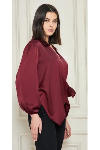 Eseclass Yandan Bağlamalı Kruvze Gömlek Saten Kumaş Bordo