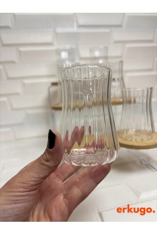 6 Adet Borosilikat Çay Bardağı, Isıya Dayanıklı Sunum Bardağı 225 Ml Ehlikeyf