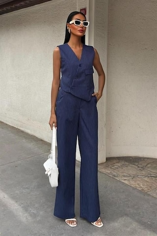 Yeleği Çapraz Detay Düğmeli Cepli Yelekli Takım 10150 Laci Vert