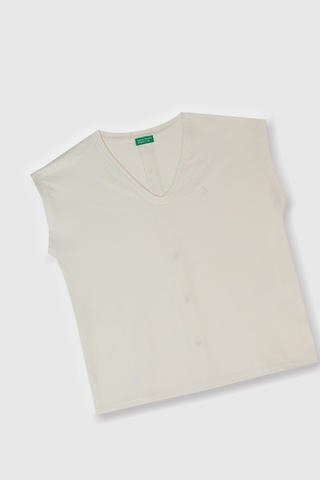 Benetton Kadın Tshirt Krem