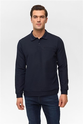 SÜVARİ Lacivert Regular Düz Polo Yaka Sweatshirt Lacivert