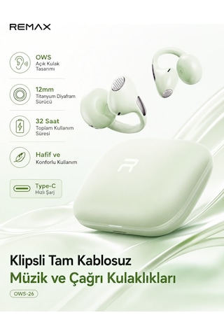 Remax OWS-26 Bluetooth 6.0 Kulak Klipsi Kulak İçi Kulaklık