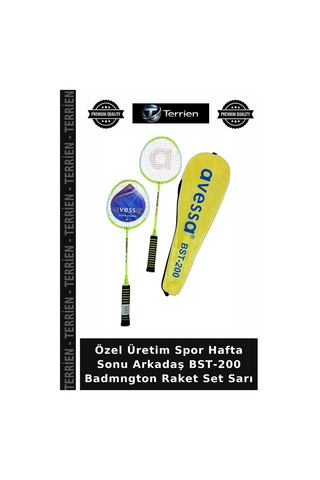 Özel Üretim Spor Hafta Sonu Arkadaş Bst-200 Badmngton Raket Set Sarı