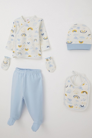 Breeze Erkek Bebek Hastane Çıkışı 5 Li Gökkuşağı Işıltısı 0-3 Ay, Beyaz Beyaz