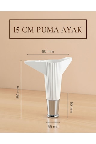Puma 15 Cm Beyaz-krom 6'lı Set Mobilya Kanepe Tv Ünitesi Dolap Konsol Ve Destek Ayağı Beyaz-krom