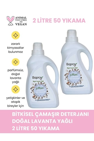 Baproy Bitkisel Çamaşır Deterjanı 1 Lt Doğal Lavanta Yağlı X 2 Adet 2 L