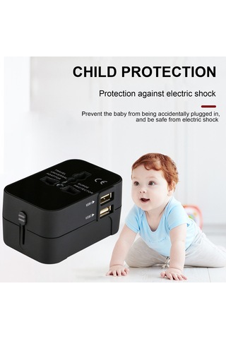 Yunboo Evrensel Seyahat Şarj Cihazı - Çift Usb Portlu, 110-250v, Abd/ab/uk/au Uyumlu