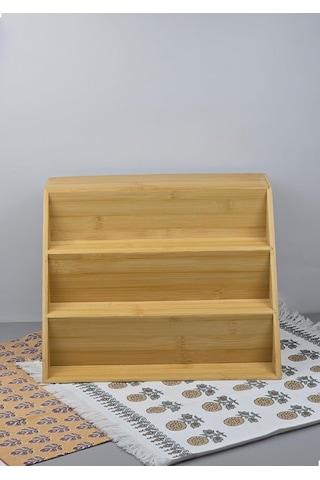 Bambu Kavanoz Standı - Mutfak Baharatlık Tuzluk Rafı - 31 Cm Bambu