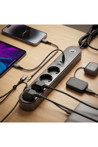 River World Uzatma Kablosu 4 Adet Prizli Termal Akım Korumalı Usb Girişli Diğer