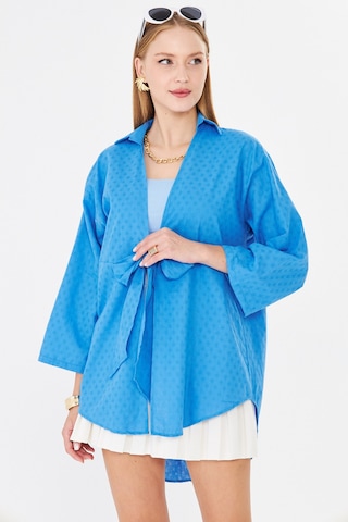 Armonika Kadın Mavi Önden Bağlamalı Kimono Gömlek Arm-25y001108