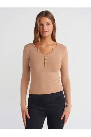 Dilvin 31158 Yıkama Efektli Top Bej