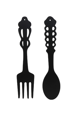 Hombey Kalıcı Siyah Demir Fork Ve Kaşık Seti, Rustik Ev Dekoru, Kolay Asma, Her Mekana Konfor Katıyor 2 Adet