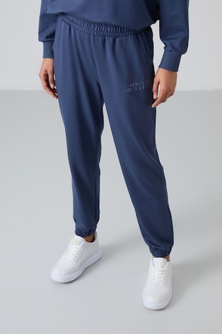 Tommy Life Petrol Basic Pamuklu O Yaka Oversize Lastik Paça Kadın Eşofman Takım - 95287 Petrol