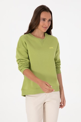 U.S. Polo Assn. Kadın Fıstık Yeşili Şardonlu Bisiklet Yaka Basic Sweatshırt 50313586-VR087