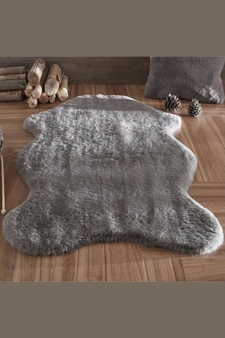 Mariesse Home Peluş Post Halı Dekoratif Post Görünümlü Antrasit