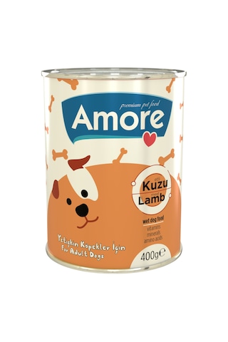 Amore Kuzu Parça Etli Yetişkin Köpek Konservesi 6 x 400 G