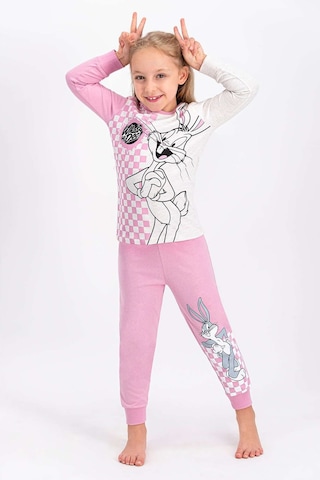 Bugs Bunny Lisanslı Kremmelanj Kız Çocuk Pijama Takımı 5274-24949 Krem Melanj