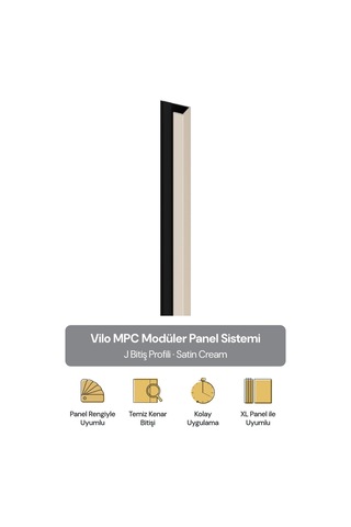 Vilo Mpc J Bitiş Profili Satin Cream 300cm Xl Duvar Paneli Kenar Ve Dış Köşe Bitişi