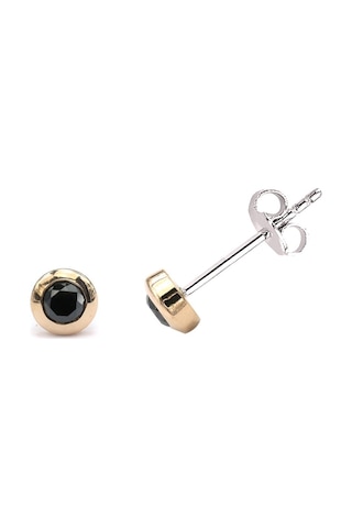 0.20 Karat Siyah Pırlanta Rose Altın Unisex Küpe