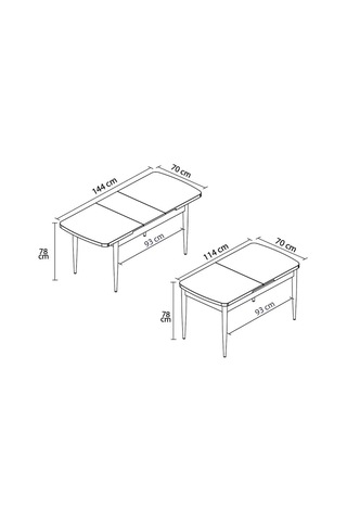 Vena Beyaz Mdf 70x114 Ahşap Ayaklı Açılır Üst Kalite Mutfak Masası, Yemek Masası, Salon Masası Beyaz